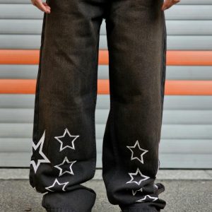 شلوار لی بگ گلدوزی ستاره